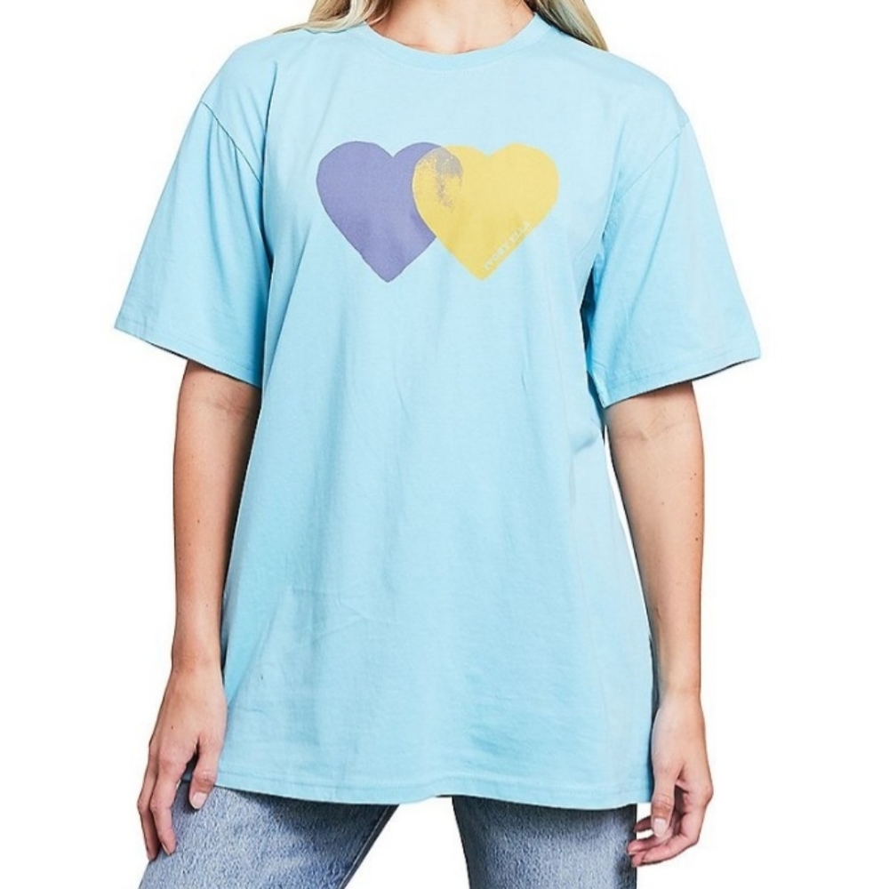 Ivory Ella Hearts Oversized T Shirt XS new